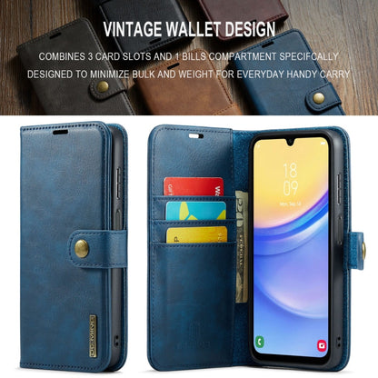 For Samsung Galaxy A15 5G / A15 4G DG.MING Crazy Horse Texture Detachable Magnetic Leather Case(Blue)