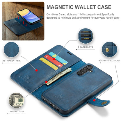 For Samsung Galaxy A15 5G / A15 4G DG.MING Crazy Horse Texture Detachable Magnetic Leather Case(Blue)