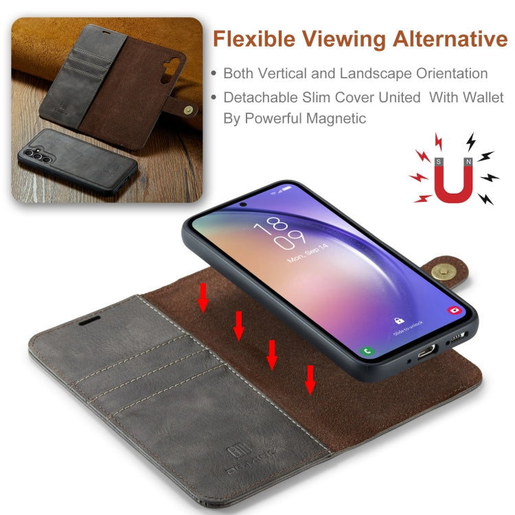 For Samsung Galaxy A35 5G DG.MING Crazy Horse Texture Detachable Magnetic Leather Case(Grey)