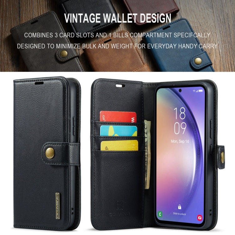 For Samsung Galaxy A35 5G DG.MING Crazy Horse Texture Detachable Magnetic Leather Case(Black)