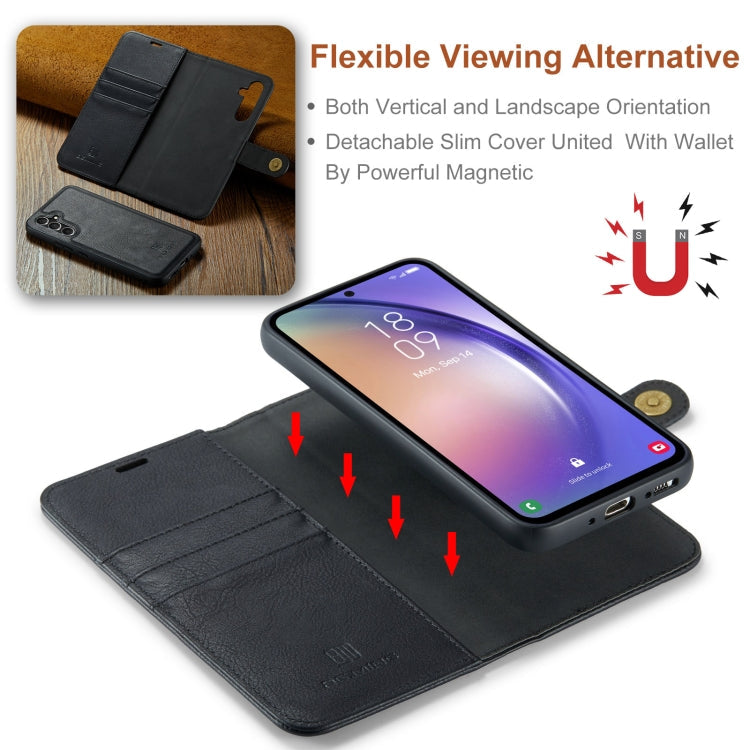 For Samsung Galaxy A35 5G DG.MING Crazy Horse Texture Detachable Magnetic Leather Case(Black)
