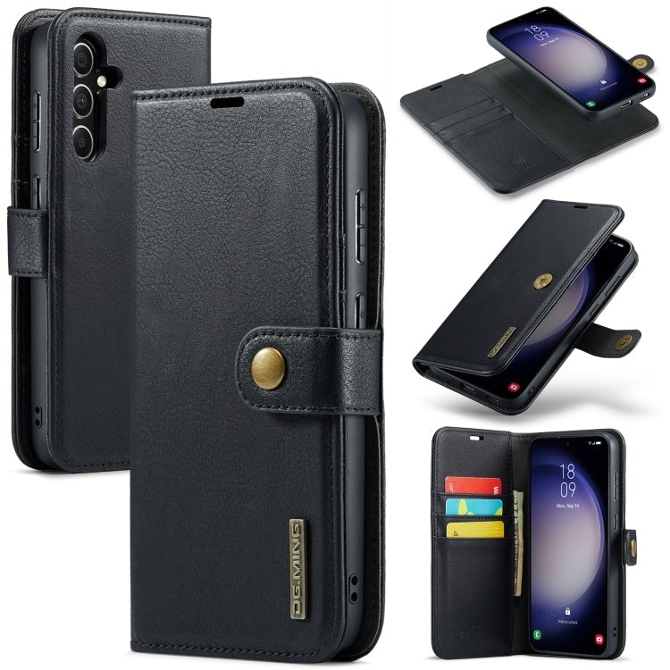 Pour Samsung Galaxy A55 5G Étui en cuir magnétique détachable DG.MING à texture Crazy Horse (noir)