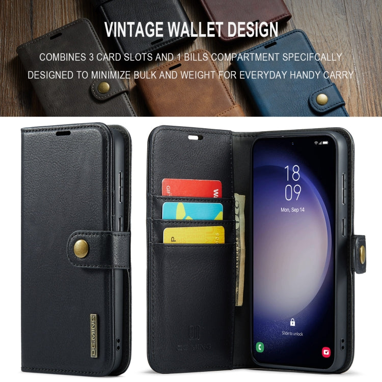 Pour Samsung Galaxy A55 5G Étui en cuir magnétique détachable DG.MING à texture Crazy Horse (noir)