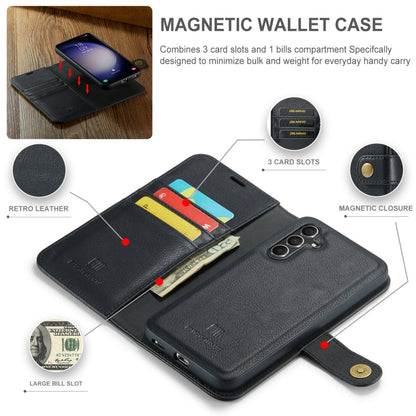 Pour Samsung Galaxy A55 5G Étui en cuir magnétique détachable DG.MING à texture Crazy Horse (noir)