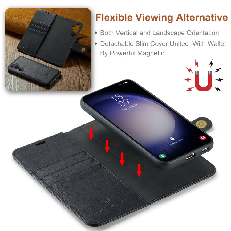 Pour Samsung Galaxy A55 5G Étui en cuir magnétique détachable DG.MING à texture Crazy Horse (noir)