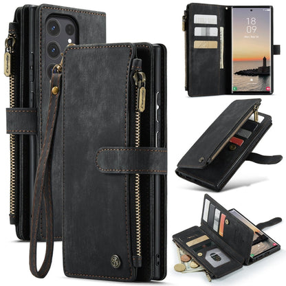 For Samsung Galaxy S24 Ultra 5G CaseMe C30 Card Slots Zipper Wallet Leather Phone Case(Black)