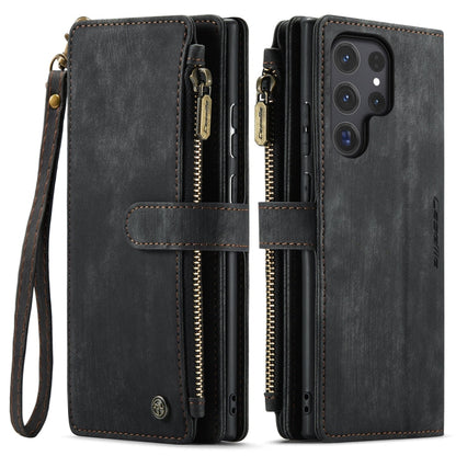 For Samsung Galaxy S24 Ultra 5G CaseMe C30 Card Slots Zipper Wallet Leather Phone Case(Black)