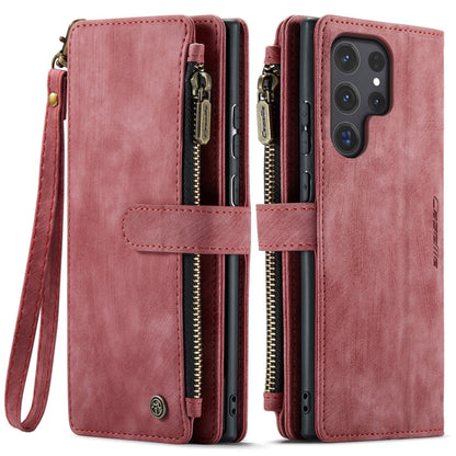 For Samsung Galaxy S24 Ultra 5G CaseMe C30 Card Slots Zipper Wallet Leather Phone Case(Red)