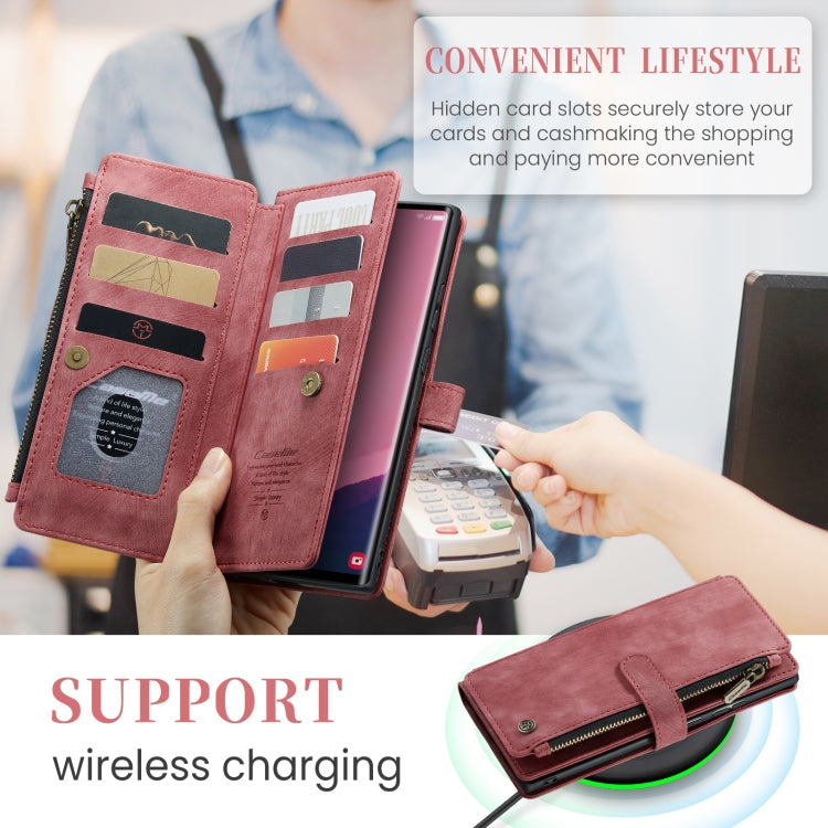 For Samsung Galaxy S24 Ultra 5G CaseMe C30 Card Slots Zipper Wallet Leather Phone Case(Red)
