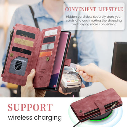 For Samsung Galaxy S24 Ultra 5G CaseMe C30 Card Slots Zipper Wallet Leather Phone Case(Red)