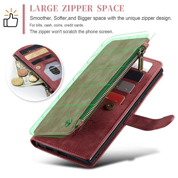 For Samsung Galaxy S24 Ultra 5G CaseMe C30 Card Slots Zipper Wallet Leather Phone Case(Red)