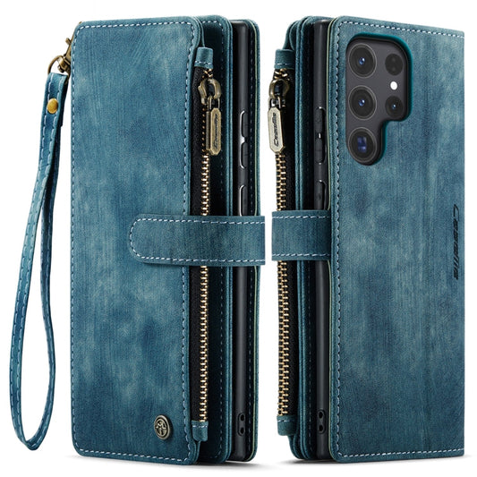 For Samsung Galaxy S24 Ultra 5G CaseMe C30 Card Slots Zipper Wallet Leather Phone Case(Blue)