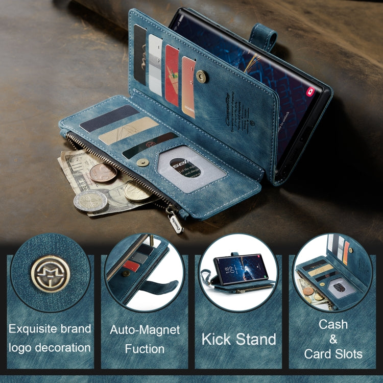 For Samsung Galaxy S24 Ultra 5G CaseMe C30 Card Slots Zipper Wallet Leather Phone Case(Blue)