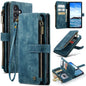 Pour Samsung Galaxy S24+ 5G Étui de téléphone en cuir avec fentes pour cartes et fermeture éclair CaseMe C30 (Bleu)