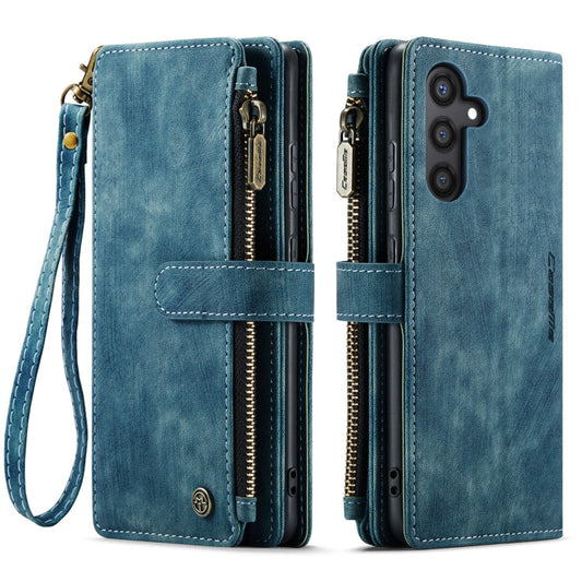 For Samsung Galaxy S24+ 5G CaseMe C30 Card Slots Zipper Wallet Leather Phone Case(Blue)