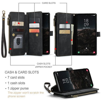 For Samsung Galaxy S24 5G CaseMe C30 Card Slots Zipper Wallet Leather Phone Case(Black)