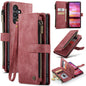 Pour Samsung Galaxy S24 5G Étui Portefeuille en Cuir avec Fermeture Éclair et Emplacements pour Cartes CaseMe C30 (Rouge)