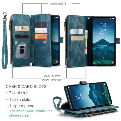 For Samsung Galaxy S24 5G CaseMe C30 Card Slots Zipper Wallet Leather Phone Case(Blue)