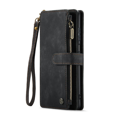 For Samsung Galaxy A25 4G CaseMe C30 Card Slots Zipper Wallet Leather Phone Case(Black)