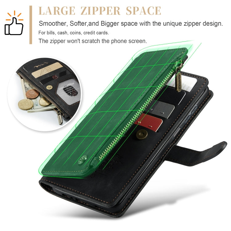 For Samsung Galaxy A25 4G CaseMe C30 Card Slots Zipper Wallet Leather Phone Case(Black)