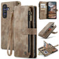 Pour Samsung Galaxy A25 4G Étui portefeuille en cuir CaseMe C30 avec fentes pour cartes et fermeture éclair (marron)