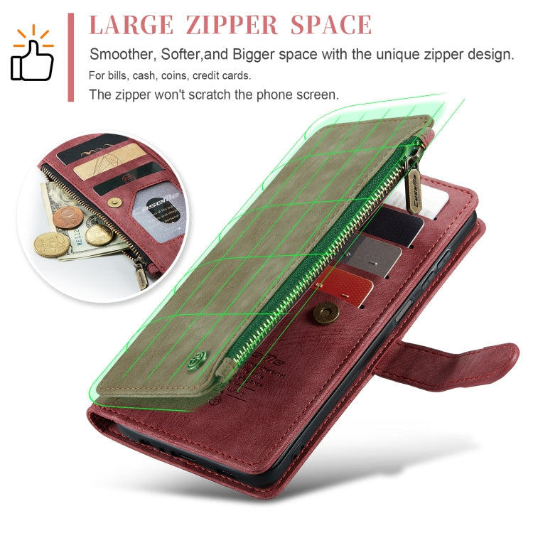 For Samsung Galaxy A25 4G CaseMe C30 Card Slots Zipper Wallet Leather Phone Case(Red)