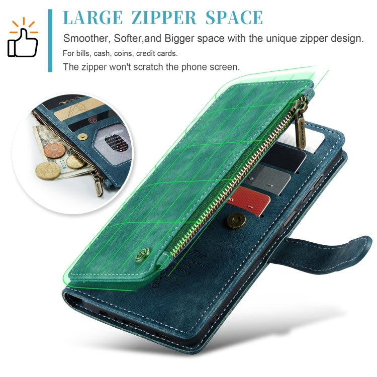 For Samsung Galaxy A25 4G CaseMe C30 Card Slots Zipper Wallet Leather Phone Case(Blue)