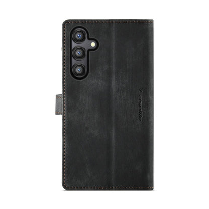 For Samsung Galaxy A55 5G CaseMe C30 Card Slots Zipper Wallet Leather Phone Case(Black)