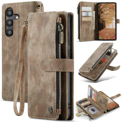 For Samsung Galaxy A55 5G CaseMe C30 Card Slots Zipper Wallet Leather Phone Case(Brown)