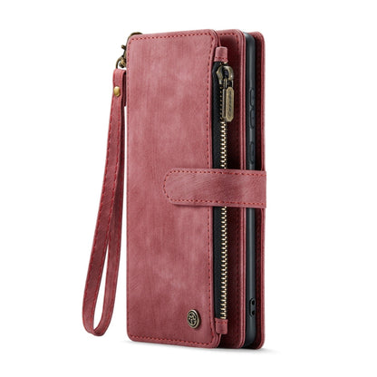 For Samsung Galaxy A55 5G CaseMe C30 Card Slots Zipper Wallet Leather Phone Case(Red)