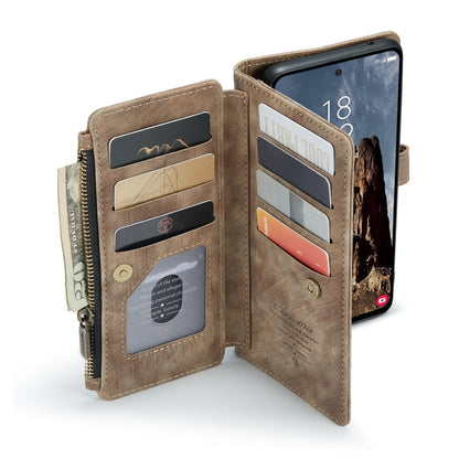 For Samsung Galaxy A35 5G CaseMe C30 Card Slots Zipper Wallet Leather Phone Case(Brown)