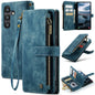 For Samsung Galaxy A35 5G CaseMe C30 Card Slots Zipper Wallet Leather Phone Case(Blue)