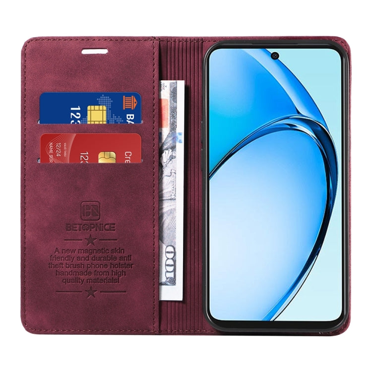For OPPO A60 4G Global BETOPNICE Suction RFID Anti-theft Leather Phone Case(Wine Red)