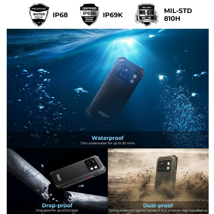 [Entrepôt HK] HOTWAV CYBER 13 Pro, 12 Go+256 Go, Téléphone robuste IP68/IP69K, 10800 mAh, Android 13 UNISOC T619 Octa Core de 6,6 pouces, Réseau: 4G, NFC, OTG (Tout noir)