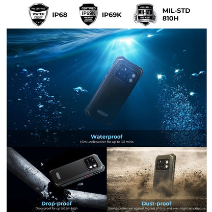 [Entrepôt HK] HOTWAV CYBER 13 Pro, 12 Go+256 Go, Téléphone robuste IP68/IP69K, 10800 mAh, Android 13 UNISOC T619 Octa Core de 6,6 pouces, Réseau: 4G, NFC, OTG (Tout noir)