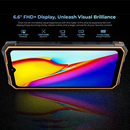 [Entrepôt HK] HOTWAV CYBER 13 Pro, 12 Go+256 Go, Téléphone robuste IP68/IP69K, 10800 mAh, Android 13 UNISOC T619 Octa Core de 6,6 pouces, Réseau: 4G, NFC, OTG (Tout noir)