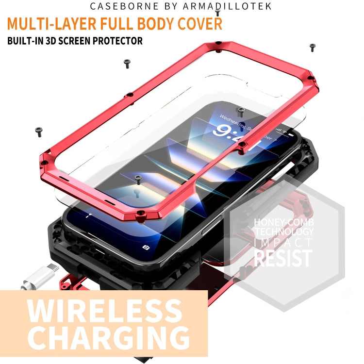 For iPhone 16 R-JUST Sliding Camera IP54 Life Waterproof Holder Phone Case(Red)