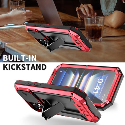 For iPhone 16 R-JUST Sliding Camera IP54 Life Waterproof Holder Phone Case(Red)