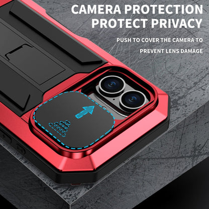 For iPhone 16 R-JUST Sliding Camera IP54 Life Waterproof Holder Phone Case(Red)