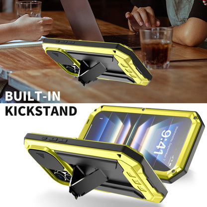 For iPhone 16 R-JUST Sliding Camera IP54 Life Waterproof Holder Phone Case(Yellow)