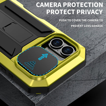 For iPhone 16 R-JUST Sliding Camera IP54 Life Waterproof Holder Phone Case(Yellow)