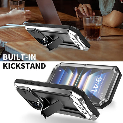 For iPhone 16 R-JUST Sliding Camera IP54 Life Waterproof Holder Phone Case(Silver)