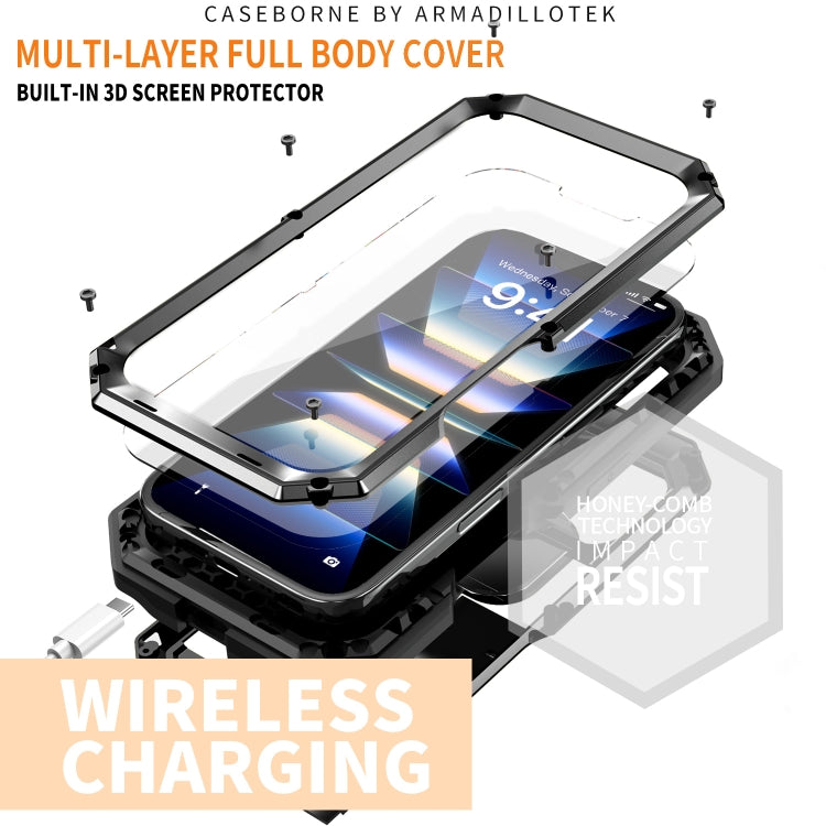 For iPhone 16 Plus R-JUST Sliding Camera IP54 Life Waterproof Holder Phone Case(Black)
