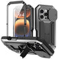 For iPhone 16 Pro R-JUST Sliding Camera IP54 Life Waterproof Holder Phone Case(Black)
