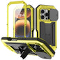 Pour iPhone 16 Pro R-JUST Étui de protection étanche IP54 avec cache-caméra coulissant (Jaune)