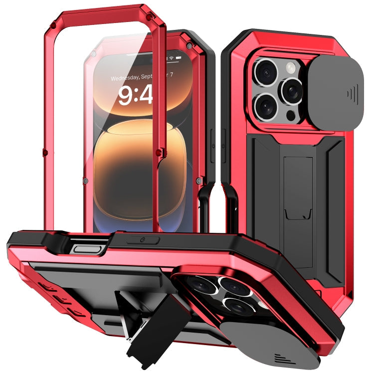 Pour iPhone 16 Pro Max R-JUST Étui de téléphone coulissant IP54 étanche à l'eau (rouge)