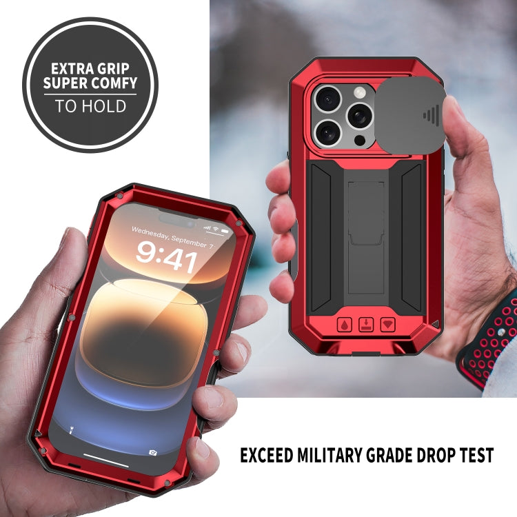 Pour iPhone 16 Pro Max R-JUST Étui de téléphone coulissant IP54 étanche à l'eau (rouge)