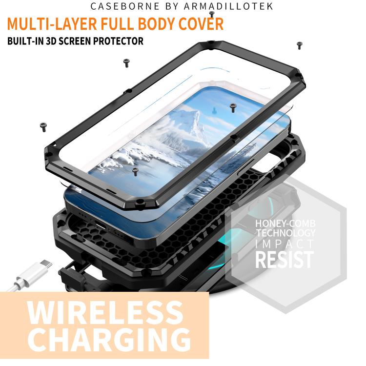 For iPhone 17e / 16e R-JUST Sliding Camera IP54 Life Waterproof Holder Phone Case(Black)