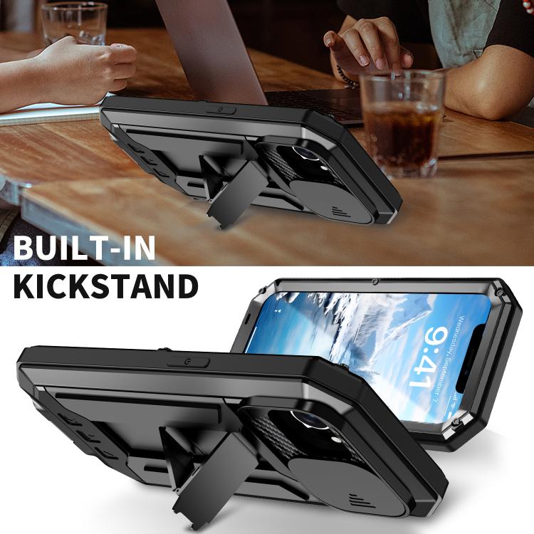 For iPhone 17e / 16e R-JUST Sliding Camera IP54 Life Waterproof Holder Phone Case(Black)