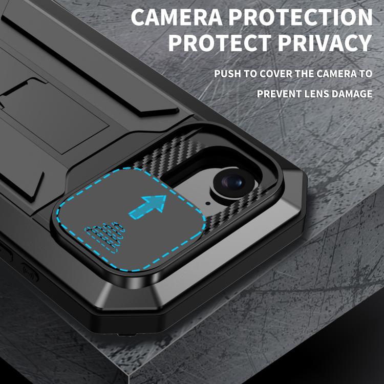 For iPhone 17e / 16e R-JUST Sliding Camera IP54 Life Waterproof Holder Phone Case(Black)